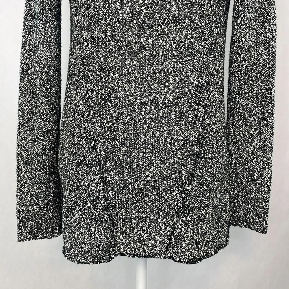 Eileen Fisher Black and White Tweed Open Front Cardigan Sweater. Size Small Pet.